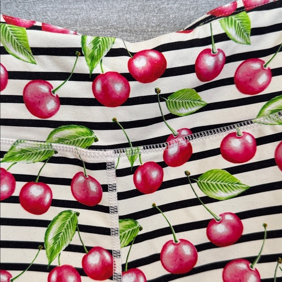 Savage Barbell Cherry Stripe High Waist Shorts size large pre owned - Picture 2 of 5